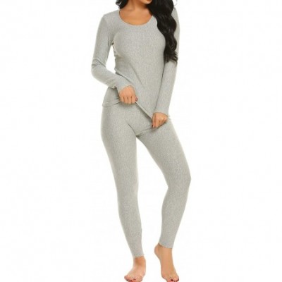 Thermal Underwear Thermal Underwear Long Fleece Lined Winter Base Layering Set for Women - Thermal Set-light Grey - CU18G4EGCTW