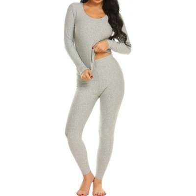 Thermal Underwear Thermal Underwear Long Fleece Lined Winter Base Layering Set for Women - Thermal Set-light Grey - CU18G4EGCTW