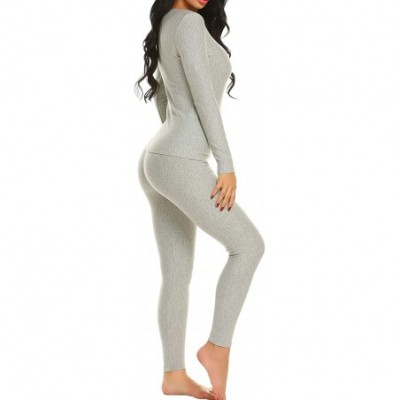 Thermal Underwear Thermal Underwear Long Fleece Lined Winter Base Layering Set for Women - Thermal Set-light Grey - CU18G4EGCTW