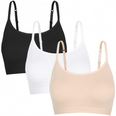 Camisoles & Tanks Sports Bra for Women Padded Crop Tank Top Compression Fits 3/2/1 Pack - Strappy Black White Beige - C21905T...