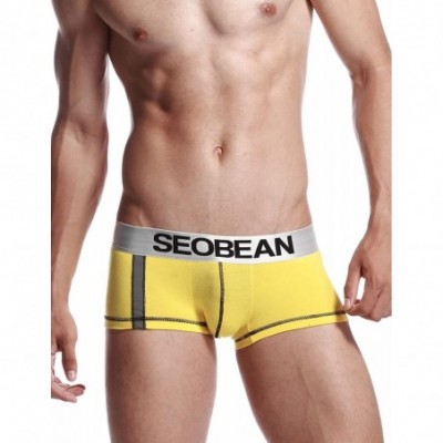 Boxer Briefs Mens Low-Rise Sexy Reflective Tape Trunk Boxer Brief Underwear 2295 - 2293 Yellow - CG11GZW1TWH