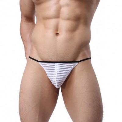 G-Strings & Thongs Sexy Underwear Men's Briefs Thongs Transparent Stripes Underpants 6Pack - Thongs 2 - CN17YEMAONL