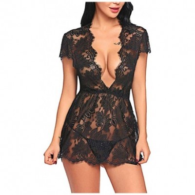 Accessories Women Lingerie Lace Babydoll V Neck Sleepwear Strap Lace Babydoll Mesh Nightwear Outfits Lace Lingerie Sexy Night...