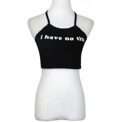 Camisoles & Tanks Womens Vest- I Like Boys with Big Bongs Letter Print Wrapped Chest Strap Tank Crop Top - Black a - C9189KQCA9G