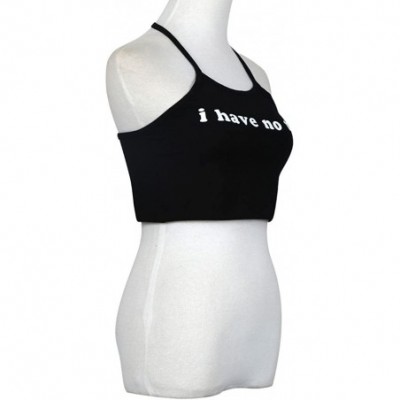 Camisoles & Tanks Womens Vest- I Like Boys with Big Bongs Letter Print Wrapped Chest Strap Tank Crop Top - Black a - C9189KQCA9G