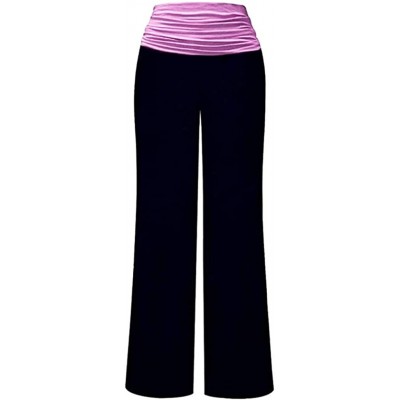 Bottoms Wide Leg Lounge Pants Women High Waisted Comfy Stretch Pants Trousers Elastic Waist Yoga Sports Pants Pajama Pants - ...