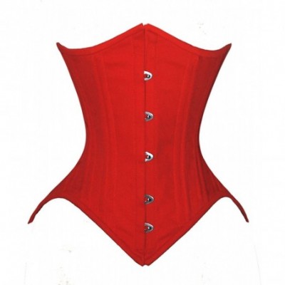 Bustiers & Corsets Heavy Duty 26 Double Steel Boned Waist Training Cotton Underbust Tight Shaper Corset 8033 - Orange - CZ12K...