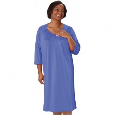 Nightgowns & Sleepshirts Womens Open Back Knit Nightgown with Diamond Neck and Soft - Oxford Blue - C6198A60R2G