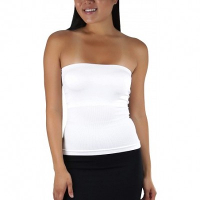 Shapewear Seamless Layering Tube Top with Built-in Shelf Bra - Full Length - White - CS193RUDKO3