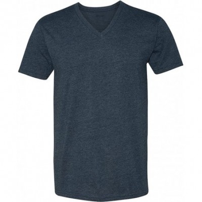 Undershirts Men's Fitted CVC V-Neck Tee - Midnight Navy - CE180ASID94