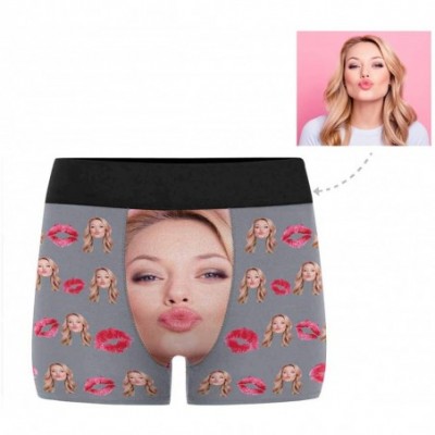 Boxer Briefs Custom Men's Funny Face Novelty Boxer Briefs Shorts Lips Printed with Photo (XS-XXXL) - Multi 04 - C318UWIEQRW