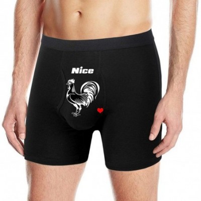 Boxer Briefs Men's Underwear Boxers Briefs - Rooster Cock - Black - C618WRY0NYG