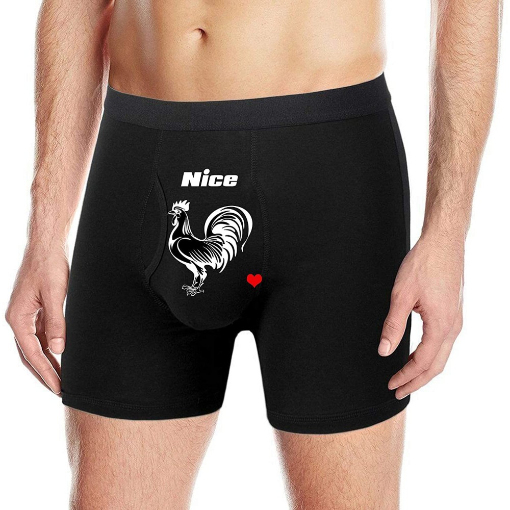 Boxer Briefs Men's Underwear Boxers Briefs - Rooster Cock - Black - C618WRY0NYG