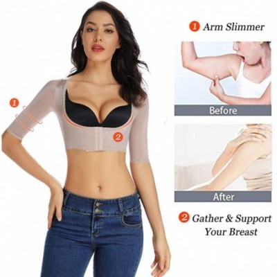 Shapewear Arm Shapers for Women Compression Sleeves Posture Corrector Shapewear Tops Bra Support Vest - Beige - CL18KYAC5TE