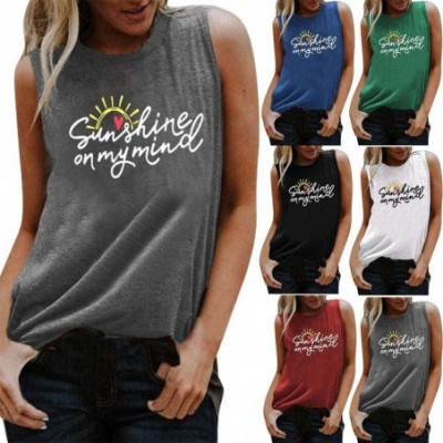 Thermal Underwear Sunshine Coffee Tank Tops Women Letters Print Funny Graphic Casual Sleeveless Vest - Black - CY19C4RLIK0