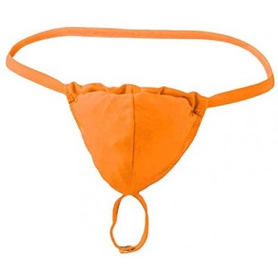 G-Strings & Thongs Men Sexy Brief G-String T-Back Micro Thong Underwear Shorts Underpants Soft Panties Lingerie - Orange - CZ...