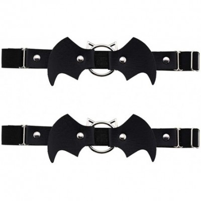 Garters & Garter Belts Women Girl Leather Bat Garters Punk Rock Rivet Leg Elastic Garter Suspender 2pcs - Black B - CQ192D428MW