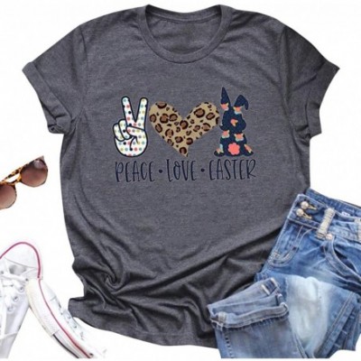 Thermal Underwear Easter Lady Rabbit Print Short Sleeve O-Neck T-Shirt Top - G-gray - CA196SUYNE8