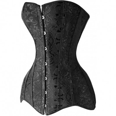 Bustiers & Corsets Steel Boned Longline Overbust Sexy Corset Hourglass Waist Training Bustier - Black 87 - CK188X3IGR8