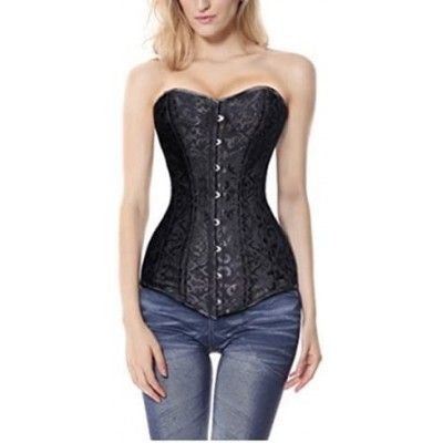 Bustiers & Corsets Steel Boned Longline Overbust Sexy Corset Hourglass Waist Training Bustier - Black 87 - CK188X3IGR8