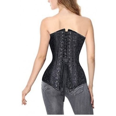 Bustiers & Corsets Steel Boned Longline Overbust Sexy Corset Hourglass Waist Training Bustier - Black 87 - CK188X3IGR8