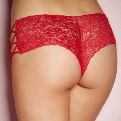 Panties Sexy Underwear for Women Lace Flowers Panties High Waist G-String Thongs Knickers Briefs - Zz-red - CO18YWCTYQH