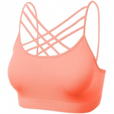 Shapewear Women's Novelty Bras Seamless Triple Criss-Cross Front Bralette Sports Bra - 102-neon Coral - C11880303Q8