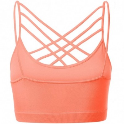 Shapewear Women's Novelty Bras Seamless Triple Criss-Cross Front Bralette Sports Bra - 102-neon Coral - C11880303Q8