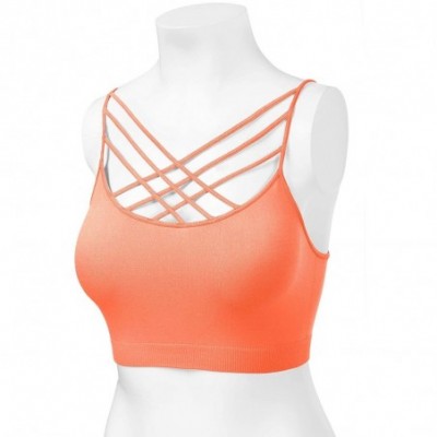 Shapewear Women's Novelty Bras Seamless Triple Criss-Cross Front Bralette Sports Bra - 102-neon Coral - C11880303Q8