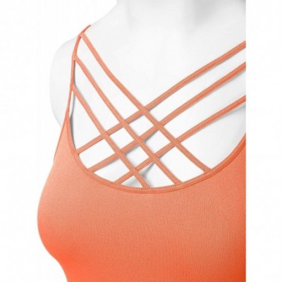 Shapewear Women's Novelty Bras Seamless Triple Criss-Cross Front Bralette Sports Bra - 102-neon Coral - C11880303Q8