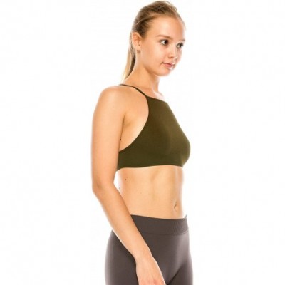 Camisoles & Tanks High Neck Bralette- UV Protective Fabric UPF 50+ (Made with Love in The USA) - Military - CO18X7YZ2XX