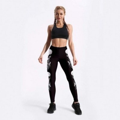 Slips Women Digital Skull Print High Waist Stretch Strethcy Fitness Leggings Yoga Pant - Black-2 - CJ199TA4AOM