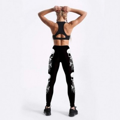 Slips Women Digital Skull Print High Waist Stretch Strethcy Fitness Leggings Yoga Pant - Black-2 - CJ199TA4AOM