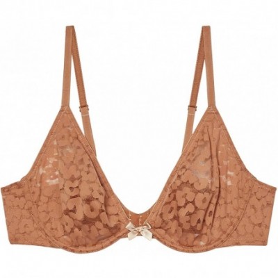 Bras Women's Reg Unlined Leopard Lace Bra - Nude Mocha - C618UTGTHS2