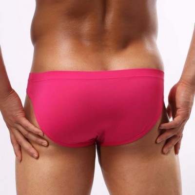 Bikinis Men's 2-Pack Nylon Contour Pouch Bikini Brief - Pink/Green - CY197X2TMK4