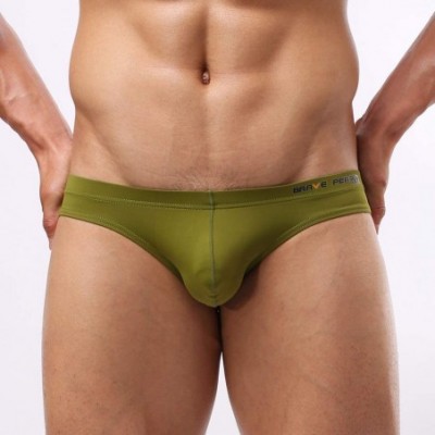 Bikinis Men's 2-Pack Nylon Contour Pouch Bikini Brief - Pink/Green - CY197X2TMK4