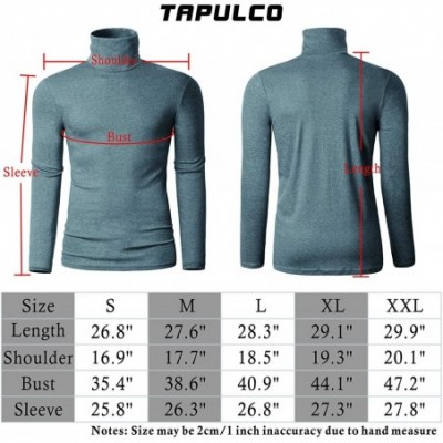 Thermal Underwear Men Thermal Turtleneck Long Sleeve Knitted Pullover Basic Slim Fit Casual T Shirts - Dark Green - CD18AOE0HET