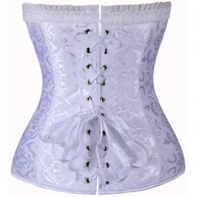 Bustiers & Corsets Women's Sexy Bustier Corset Flower Pattern Back Lace up Waist Cincher Bustier - White - CR18I7AZLME