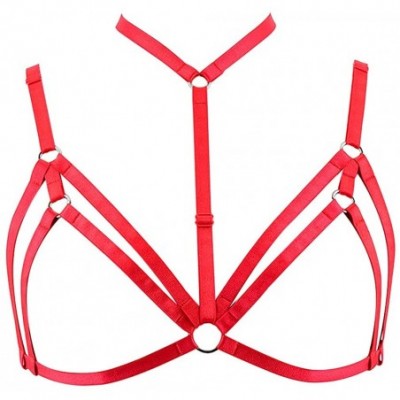 Bras Adjustable Size Punk Gothic Clothing Carnival Party Harness Bra Women Caged Bralette - Red - C918R3ZAM5S