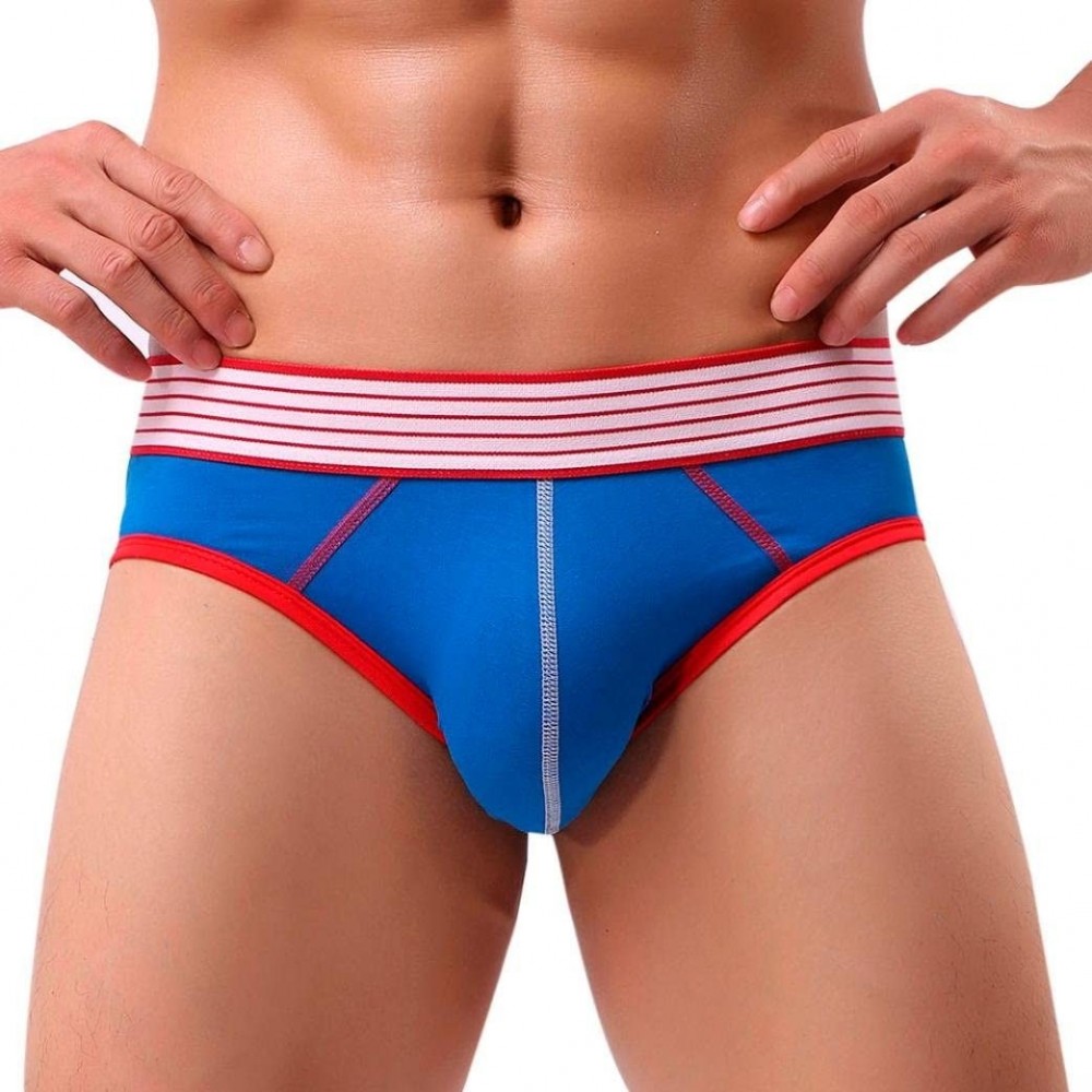 Boxer Briefs Men's Underwear- Mens Low Waist Boxers Briefs Men Underpants Soft Shorts - Blue - CH1869762ED