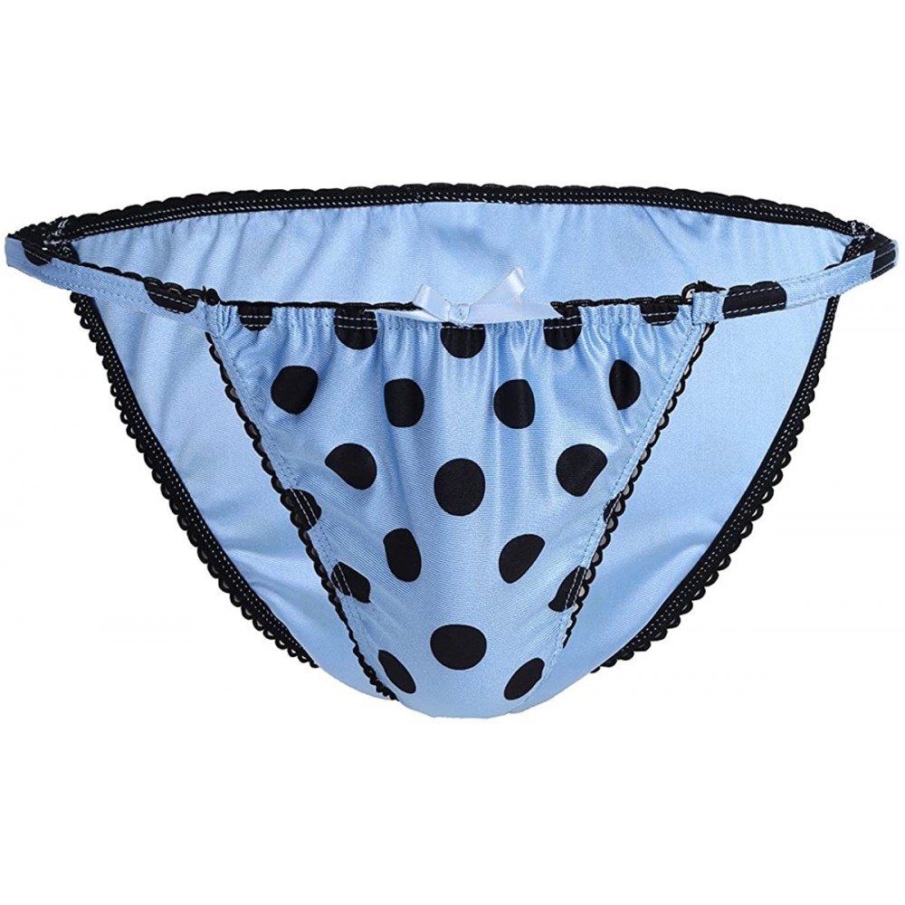 G-Strings & Thongs Men Sissy Polka Dots Tanga Briefs Strings Thong Panties Bikini Underwear Crossdress Lingerie - Sky Blue - ...