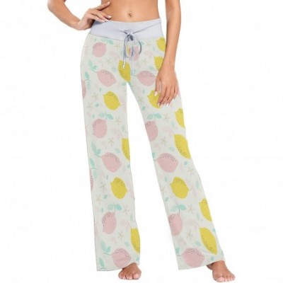 Bottoms Pink Yellow Fruit Lemon Women's Pajama Pants Lounge Sleep Wear - Multi - C219C9EMDAE