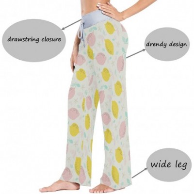 Bottoms Pink Yellow Fruit Lemon Women's Pajama Pants Lounge Sleep Wear - Multi - C219C9EMDAE