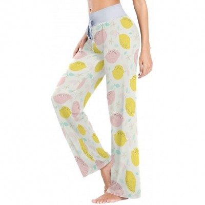 Bottoms Pink Yellow Fruit Lemon Women's Pajama Pants Lounge Sleep Wear - Multi - C219C9EMDAE