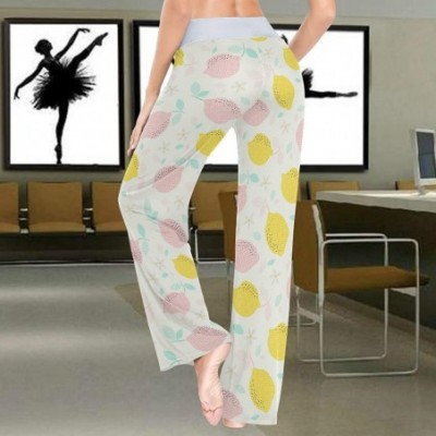 Bottoms Pink Yellow Fruit Lemon Women's Pajama Pants Lounge Sleep Wear - Multi - C219C9EMDAE