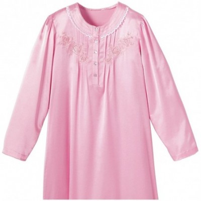 Nightgowns & Sleepshirts Brushed Satin Gown - Pink - CQ1860ZGNHI