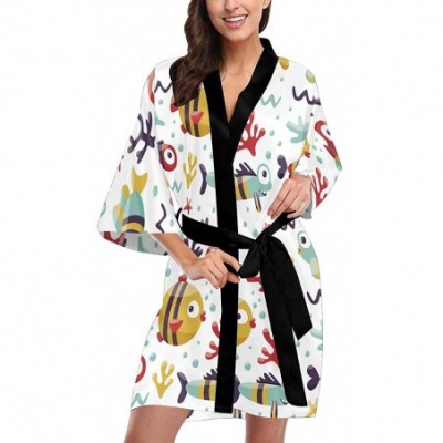 Robes Custom Cute Seashell Fish Women Kimono Robes Beach Cover Up for Parties Wedding (XS-2XL) - Multi 1 - CN194S4ELHZ