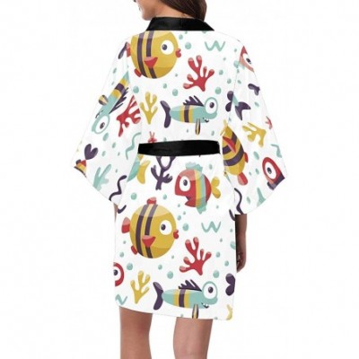 Robes Custom Cute Seashell Fish Women Kimono Robes Beach Cover Up for Parties Wedding (XS-2XL) - Multi 1 - CN194S4ELHZ