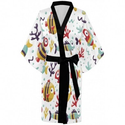 Robes Custom Cute Seashell Fish Women Kimono Robes Beach Cover Up for Parties Wedding (XS-2XL) - Multi 1 - CN194S4ELHZ