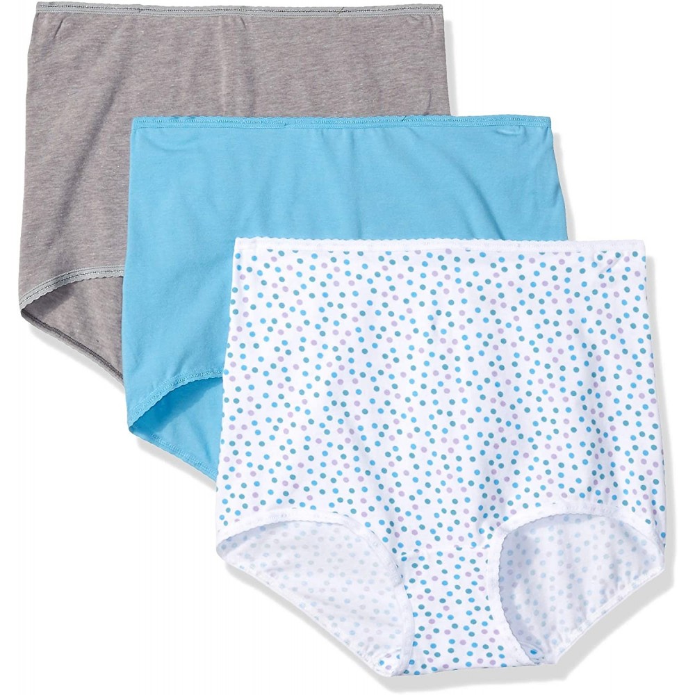 Panties Women's Cool Cotton Skamp Brief 3-Pack - Heather Grey/White/Lavender Assortment - CX18KKM04RA